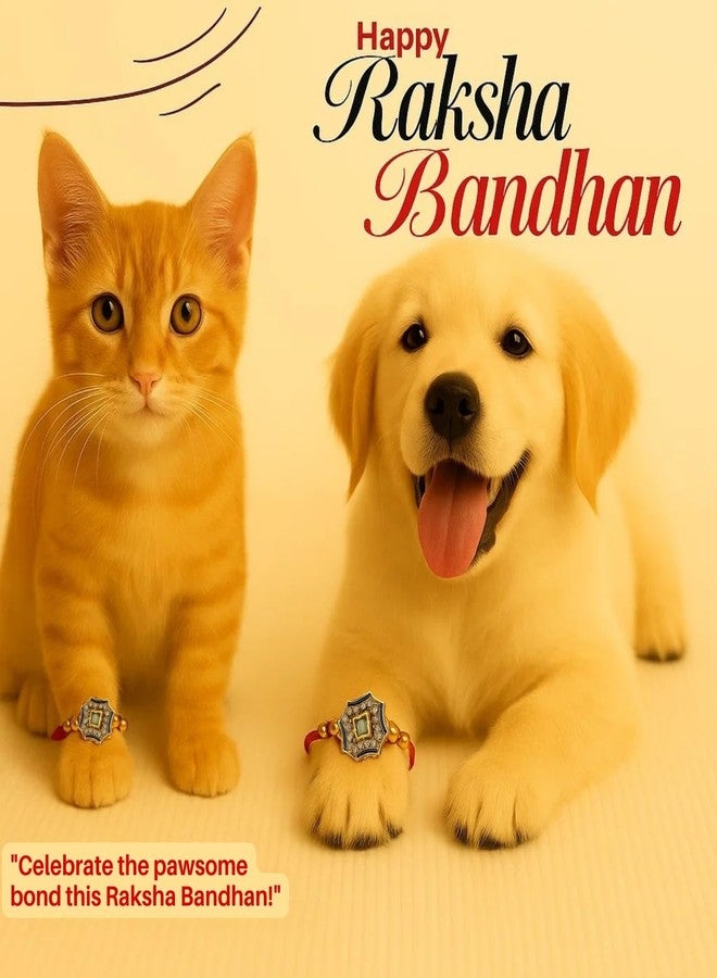 سايج سكوير راخي مربع الشكل على شكل مخلب من سيج للكلاب والقطط والحيوانات الأليفة الصغيرة | احتفل بروابط الحب في عيد راكشا باندهان | راخي لطيف مزين بالخرز والخيوط الزخرفية | هدية لمحبي الحيوانات الأليفة ورفاقهم ذوي الفراء (النوع 5) - Image 2